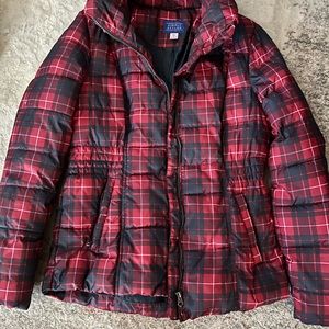 Burgundy plaid cozy jacket